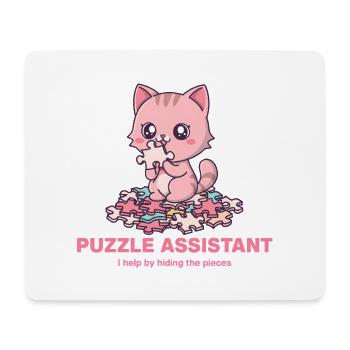 Aide au puzzle et citation pour chat - Tapis de souris (format paysage) - blanc - Devant