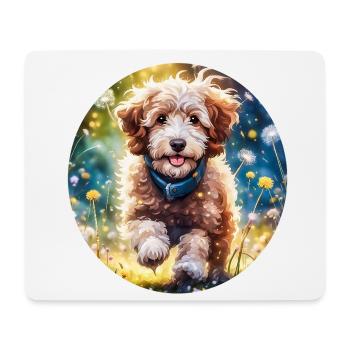 Aussiedoodle au soleil - Tapis de souris (format paysage) - blanc - Devant
