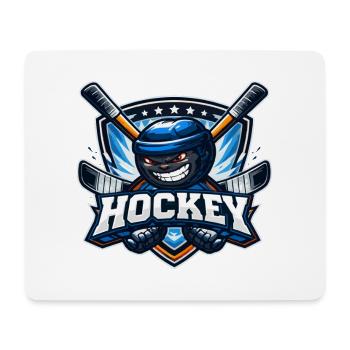Mascotte de hockey avec des bâtons - Tapis de souris (format paysage) - blanc - Devant