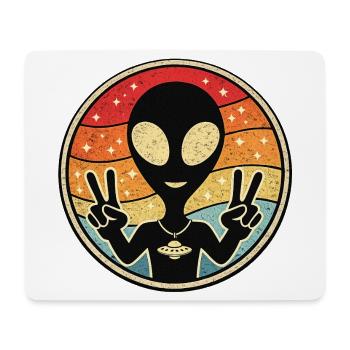 Außerirdischer Friedens Retro Sticker - Mousepad (Querformat) - Weiß - Vorne
