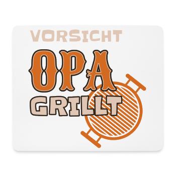 Caution Grandpa Grills Funny BBQ Outfit - Mouse Pad (horizontal) - white - Front