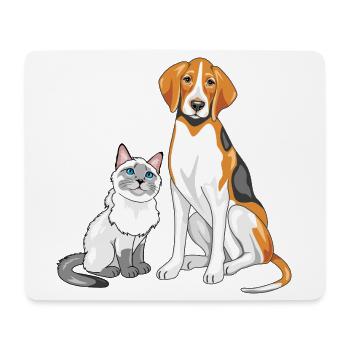 Siamese_cat_and_Foxhound_are_best_friends - Mousepad (Querformat) - Weiß - Vorne