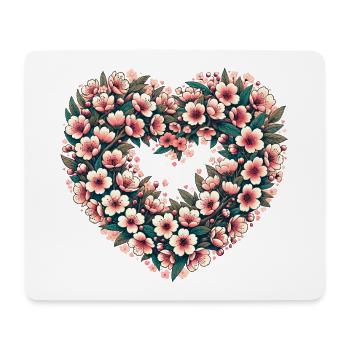 Blossom Heart Floral Crest - Mouse Pad (horizontal) - white - Front