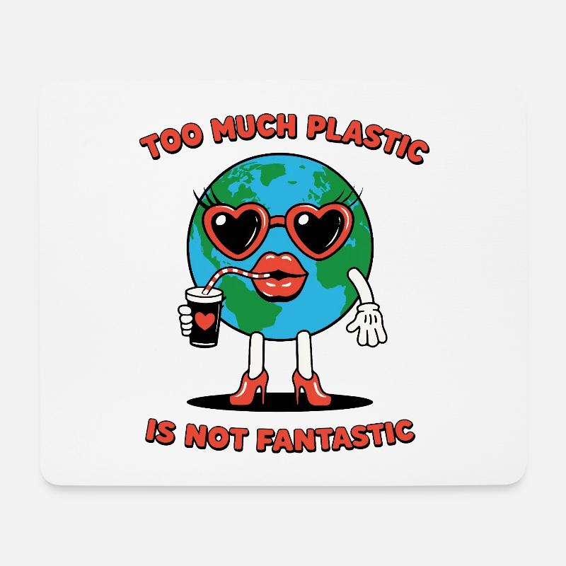 Plastic Is Not Fantastic Ironischer Umwelt Spruch - Mousepad (Querformat) - Weiß