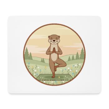 Yoga Loutre Animal faisant la posture de l’arbre - Tapis de souris (format paysage) - blanc - Devant