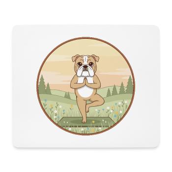 Yoga-Bulldoggen-Hund macht Baumposen-Kunst - Mousepad (Querformat) - Weiß - Vorne
