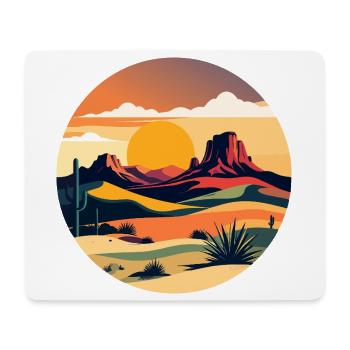 Sonnenuntergang in Wüstenlandschaft - Mousepad (Querformat) - Weiß - Vorne