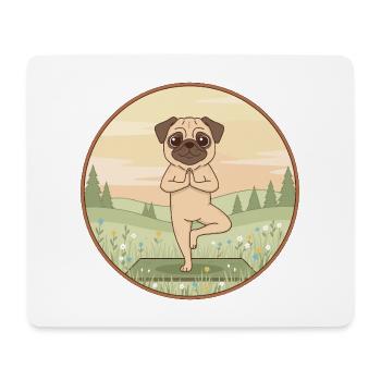 Yoga-Mopshund macht Baumposen-Kunst - Mousepad (Querformat) - Weiß - Vorne