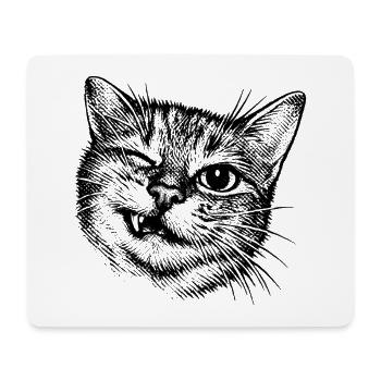 Funny Cat – Winking Halftone Motif - Mouse Pad (horizontal) - white - Front