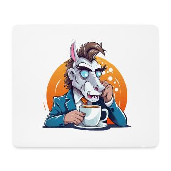 Âne de bureau buvant un café - Tapis de souris (format paysage) - blanc - Devant