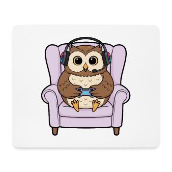 Gamer Eule Vogel spielt Videospielkunst - Mousepad (Querformat) - Weiß - Vorne