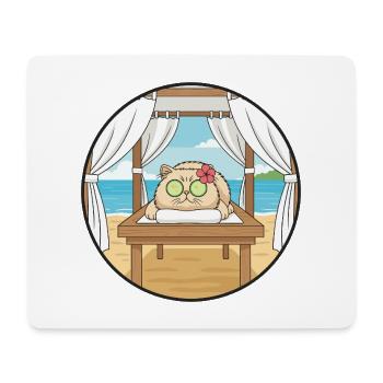 Beach Spa Cat Kitten Relaxing Art - Mouse Pad (horizontal) - white - Front