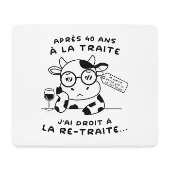 Retraite Humour : Vache Drôle (texte noir) - Tapis de souris (format paysage) - blanc - Devant
