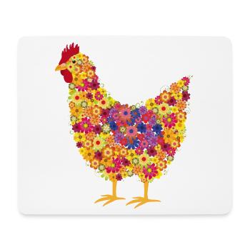 Fans de poulet - Coq - Coq - Poulet fleur - Bio - Tapis de souris (format paysage) - blanc - Devant