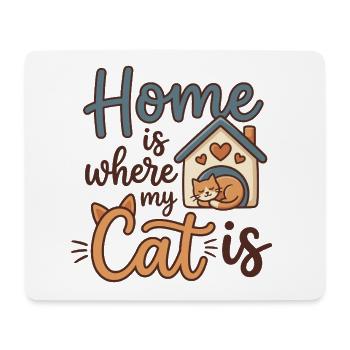 Chez moi, c’est là où est mon chat – motif de chat mignon - Tapis de souris (format paysage) - blanc - Devant