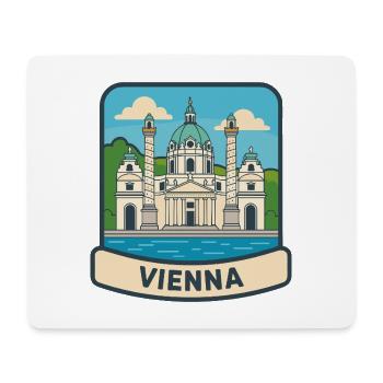 Emblème de voyage vintage de la Karlskirche de Vienne Autriche - Tapis de souris (format paysage) - blanc - Devant