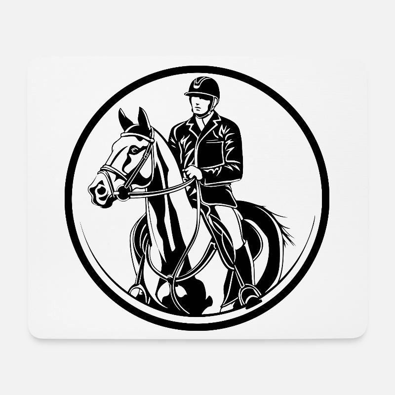 Reiten Pferd Mann Silhouette - Mousepad (Querformat) - Weiß