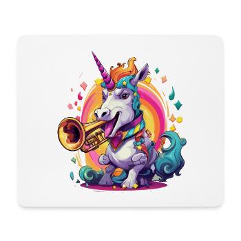 Unicorn Trompete im Regenbogenwirbel - Mousepad (Querformat) - Weiß - Vorne
