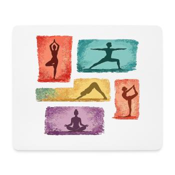 Yoga silhouettes in color blocks - Mouse Pad (horizontal) - white - Front