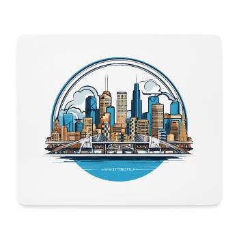 Silhouette de la ville et pont en cercle - Tapis de souris (format paysage) - blanc - Devant