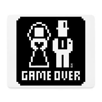 Game Over (Mariage, enterrement de vie de garçon, mariés, Pixel, NEG B) - Tapis de souris (format paysage) - blanc - Devant