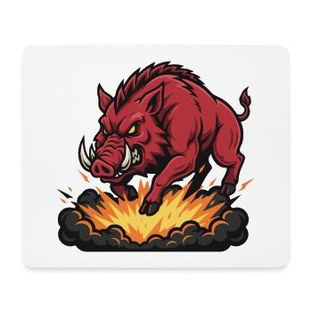 Red Boar Fire Blast Mascot Boar - Mouse Pad (horizontal) - white - Front