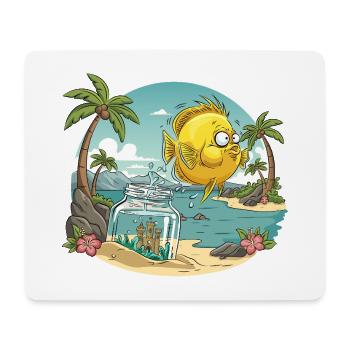 Fischblüte-Tiare-Palmen-Cartoon - Mousepad (Querformat) - Weiß - Vorne