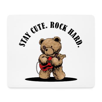 Stay Cute Rock Hard – Teddy mit E-Gitarre - Mousepad (Querformat) - Weiß - Vorne