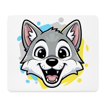 Wolf Head Cartoon Art - Mouse Pad (horizontal) - white - Front