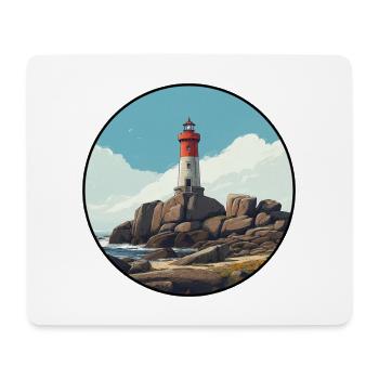 Phare breton au bord de la mer - Tapis de souris (format paysage) - blanc - Devant