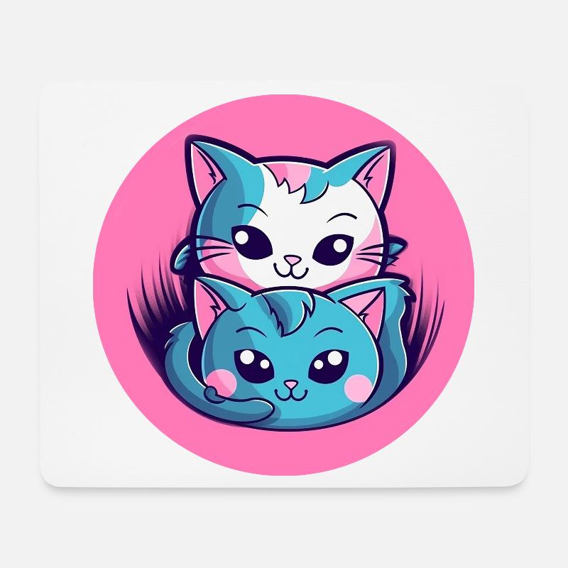 Duo de câlins chatons - Tapis de souris (format paysage) - blanc
