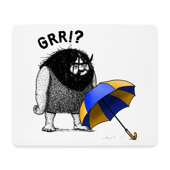 Homme des cavernes avec parapluie - Tapis de souris (format paysage) - blanc - Devant