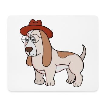 Glasses Beagle avec Fedora - Tapis de souris (format paysage) - blanc - Devant