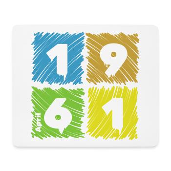 65. Geburtstag Farbige Patches since 04/1961 - Mousepad (Querformat) - Weiß - Vorne
