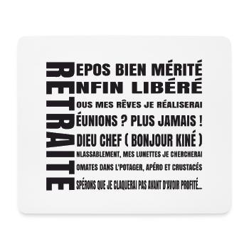 RETREAT (black text) - Mouse Pad (horizontal) - white - Front