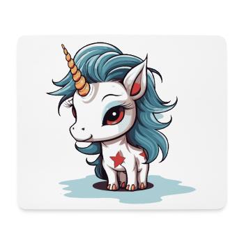 Blue Mane Unicorn with Star - Mouse Pad (horizontal) - white - Front