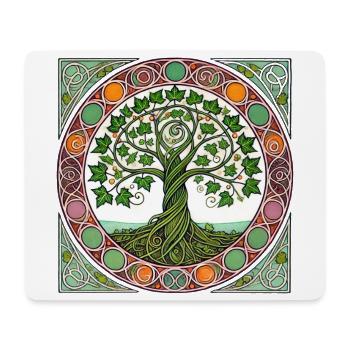 Vitrail circulaire de l’Arbre de Vie - Tapis de souris (format paysage) - blanc - Devant