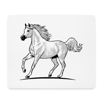 Weißes Araberpferd gesprenkelt, trabendes Traben Reiter-Eleganz - Mousepad (Querformat) - Weiß - Vorne