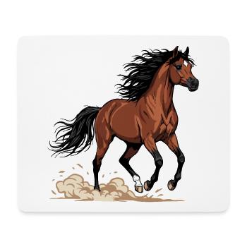 Cheval Alezan Arabe Galop Poussière Équestre - Tapis de souris (format paysage) - blanc - Devant