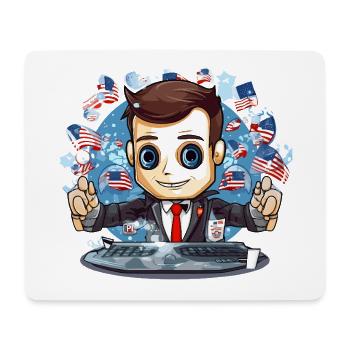 Amerikanische Flaggen TechDJ Motiv - Mousepad (Querformat) - Weiß - Vorne