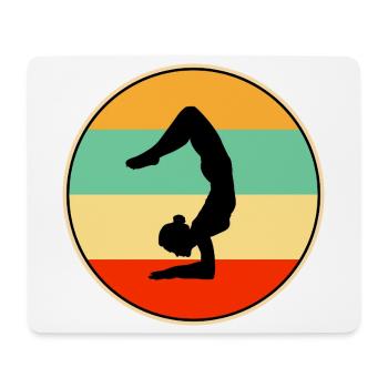 Graphisme de silhouette rétro de gymnaste au coucher de soleil - Tapis de souris (format paysage) - blanc - Devant