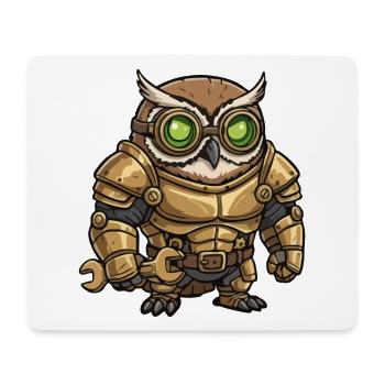 Owl Engineer Steampunk Golden Armor - Mouse Pad (horizontal) - white - Front
