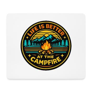Lagerfeuerleben: Natur & Wärme - Mousepad (Querformat) - Weiß - Vorne