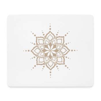 Fleur florale Mandala beige - Tapis de souris (format paysage) - blanc - Devant