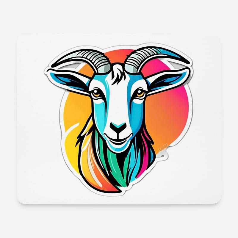 Bunte Regenbogenziege - Mousepad (Querformat) - Weiß