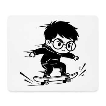 Kids Skateboard Hoodie Black White - Mouse Pad (horizontal) - white - Front
