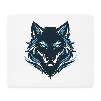 Emblème du Loup de Nuit Bleu - Tapis de souris (format paysage) - blanc - Devant