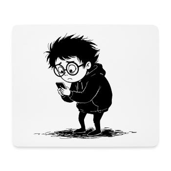 Child Hoodie Smartphone Solitude Manga - Mouse Pad (horizontal) - white - Front