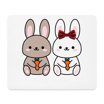 Joyeuse Pâques Chemise de Couple de lapins mignons - Tapis de souris (format paysage) - blanc - Devant