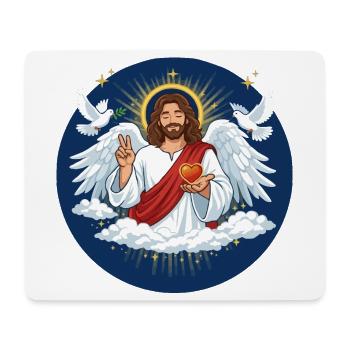 Heavenly Love: Jesus with Heart - Mouse Pad (horizontal) - white - Front